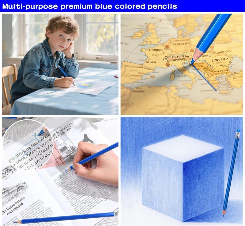 Adhere 25pcs Checking Pencils Erasable colored Pencils Pre-Sharpened #2 HB,for Checking Tests Grading,Map Coloring, editing Office Favors,including a Free sharpener. (Blue) - Image 5